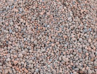 Expanded clay aggregate close up top view