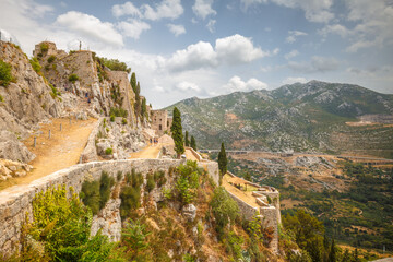 The Klis mountain fortress located northeast of Split, Croatia, Europe.