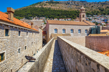 View of Dominican monastery and church from the walls of the city of Dubrovnik in Croatia, Europe.