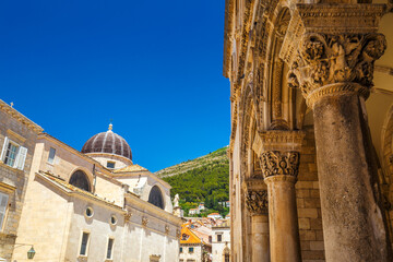 View of The Church of St. Blaise from Rector's Palace in the historic city center of Dubrovnik in Croatia, Europe.