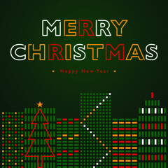 merry christmas and happy new year with city illustration