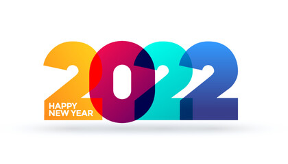 New year 2022 logo in full color with gradient colors. Design template.