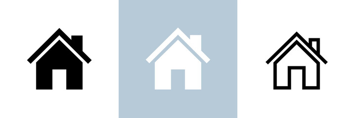 House icons set. House symbol. Home page icon. Isolated raster illustration on white background.