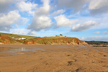 Bigbury Beach, Devon, at low tide	