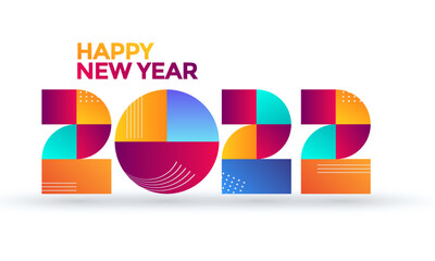 New year 2022 logo in full color with gradient colors. Design template.