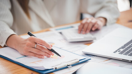 business woman work in the business office on the desk
