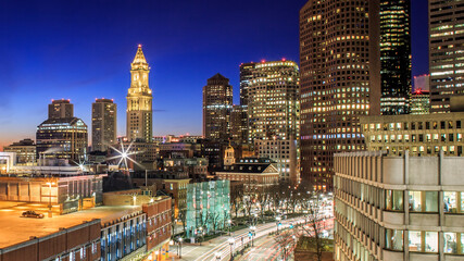 Aerial view of the architecture of Boston in Massachusetts, USA.