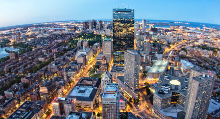 Aerial view of the architecture of Boston in Massachusetts, USA.