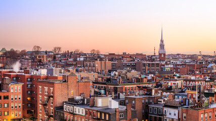 Aerial view of Boston in Massachusetts, USA.