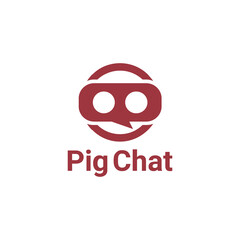 Chat combination with nose pig in white background, vector logo design editable