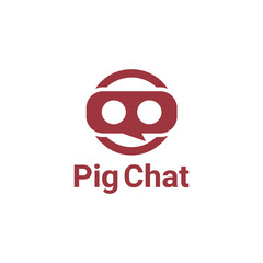 Chat combination with nose pig in white background, vector logo design editable