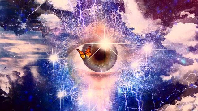 God's eye and butterfly. Vivid colors