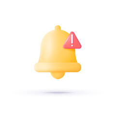 Alert in 3d style. 3d render vector. Message notification icon. Social media. Vector design isolated. Ui smartphone application design