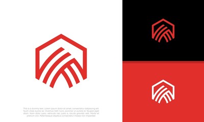 Innovative high tech logo template. Template label for blockchain technology. Initial A. Technology Logo.	