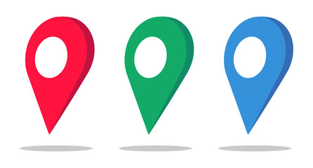 Map pin icon set of colorful maps.