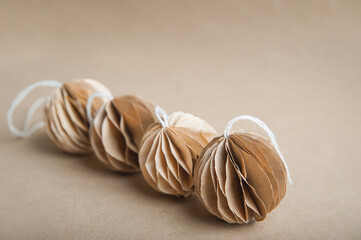 DIY Scandinavian Nordic Craft Paper Christmas Balls. Eco friendly New Year from handmade decor...