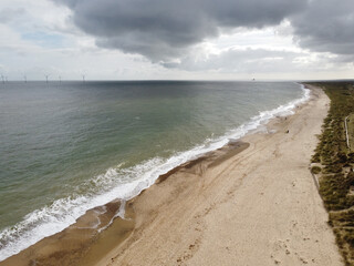 Aerial view of the beach at Caister in Norfolk
