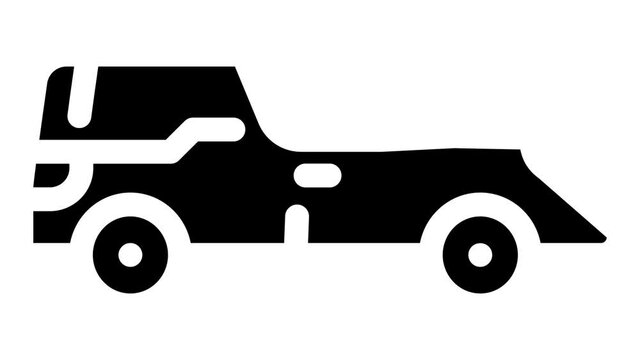 funeral hearse animated glyph icon funeral hearse sign. isolated on white background