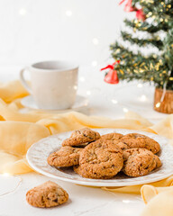 chocolate chips cookies and coffee