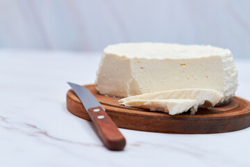 Fresh Mexican panela cheese traditionally made.