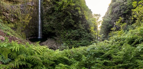Waterfall in the Levada of Caldeirao Verde, Madeira (Portugal)
Fantastic trekking footpath in mountains and rainforest.