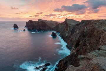 Madeira hiking on Ponta de Sao Lourenco peninsula, Madeira island, Portugal
