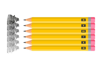 Vector cartoon set of simple pencils and strokes.