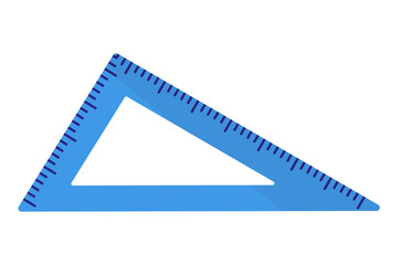 Vector cartoon blue right triangular ruler.