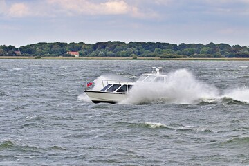 Fototapeta premium Ship on open sea
