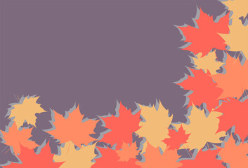 Minimalist background with autumn leaves pattern and some copy space area