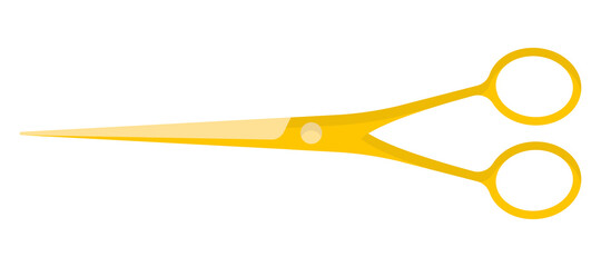 Vector cartoon yellow gold barber scissors.