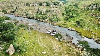 Campout on a rocky river bed