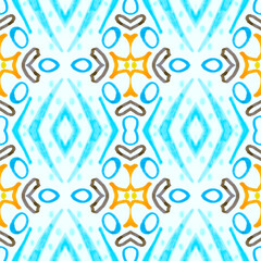 Seamless watercolor triangles pattern. Hand drawn geometric mosaic.