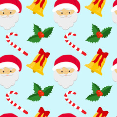 Seamless Christmas background with themed objects for the holiday