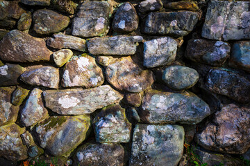 Facade view of the old rock wall for design background