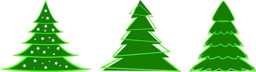 Collection of Christmas trees, modern design