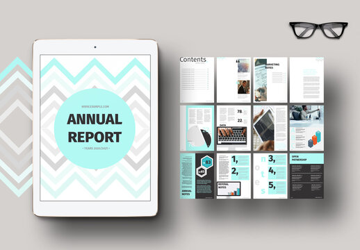 Annual Report with Blue Accents