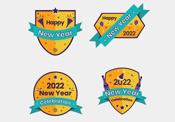 Happy New Year Badge Logo Set