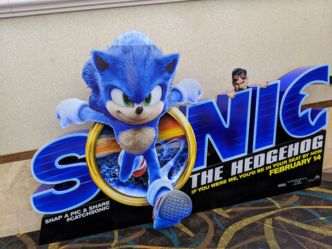 Sonic the Hedgehog Moive poster inside movie theater