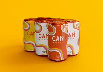3D Cans Pack Mockup