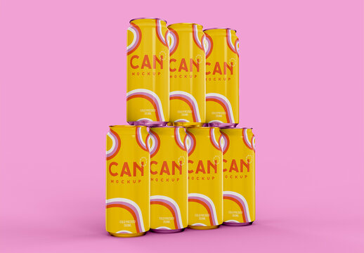 3D 500Ml Soda Cans Mockup Set