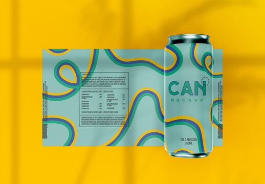 3D Top View of Soda Can Label Mockup