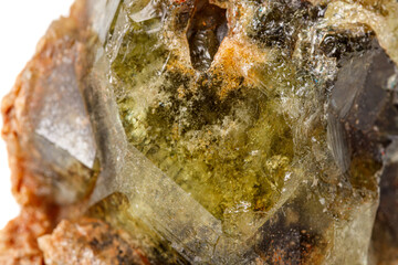 Fototapeta na wymiar Macro stone Grossular mineral on white background