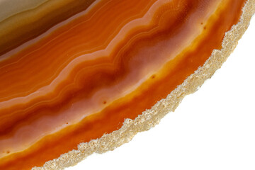 Macro stone Agate mineral on white background