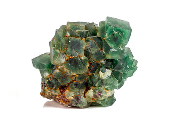 Macro stone Fluorite mineral on white background