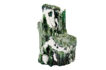 Macro tourmaline mineral stone on white background