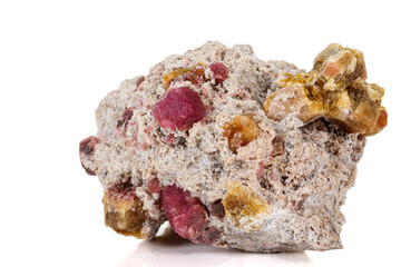 macro mineral tourmaline stone on white background