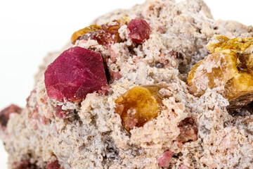 macro mineral tourmaline stone on white background
