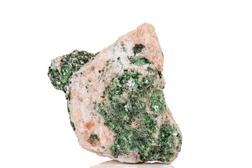 Macro mineral stone Fuchsite on a white background