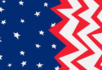 Abstract background with American flag theme with jagged zigzag line and some stars pattern